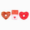 Hugsmart Products Inc dog toys Woof Love Heart Shaped Donuts with Choco Bar Plush Dog Toy Set - 3 Pc