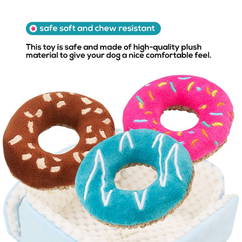 PAWTY Dog Toys dog toys Pawnuts Plush Colorful Donuts Interactive Plush Dog Toy Set - 4 Pc
