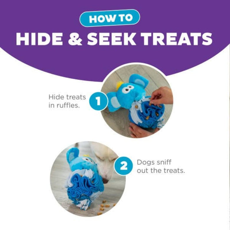 Outward Hound dog toys Stuff N' Snuffle Blue Elephant Interactive Plush Dog Toy