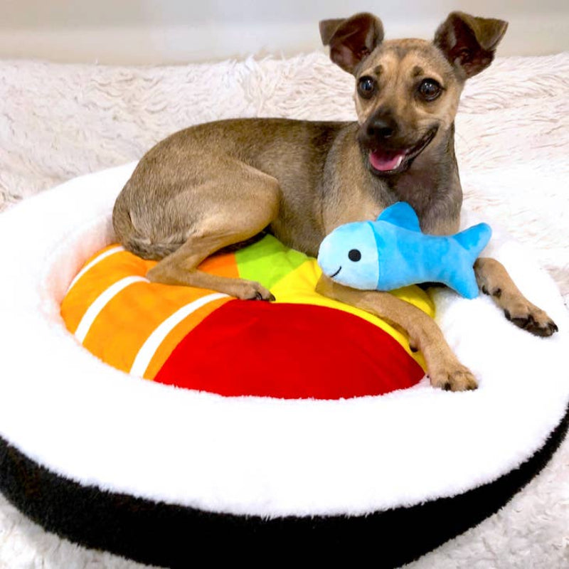 TONBO pet beds Sushi Roll Pet Bed and Fish Crinkle Toy