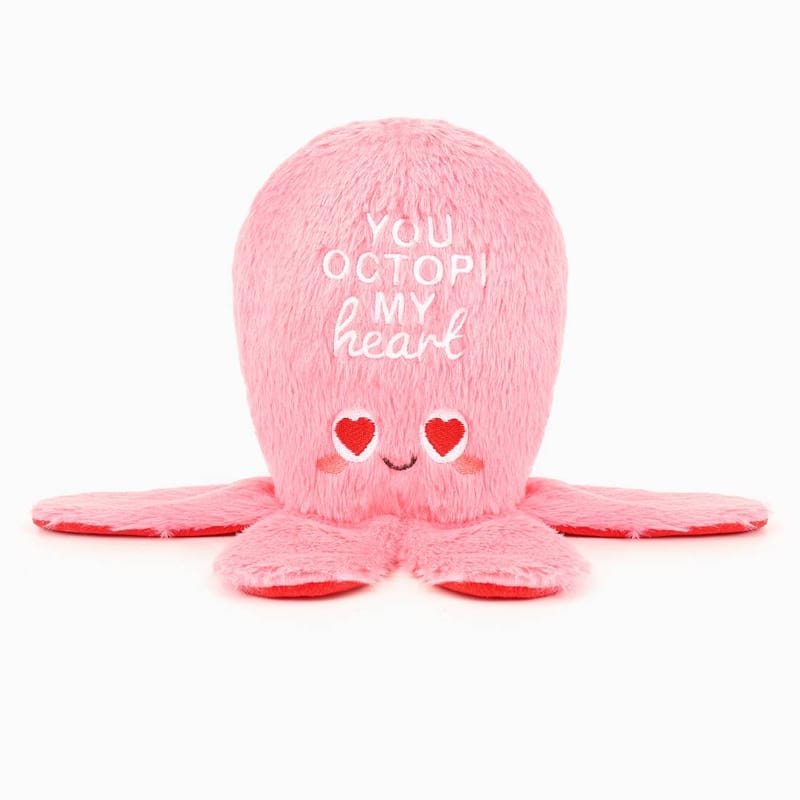 Hugsmart Products Inc dog toys Woof Love You Octopi My Heart Plush Squeak Dog Toy