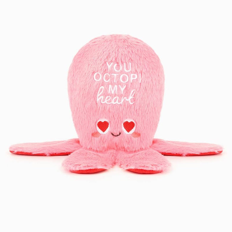 Hugsmart Products Inc dog toys Woof Love You Octopi My Heart Plush Squeak Dog Toy