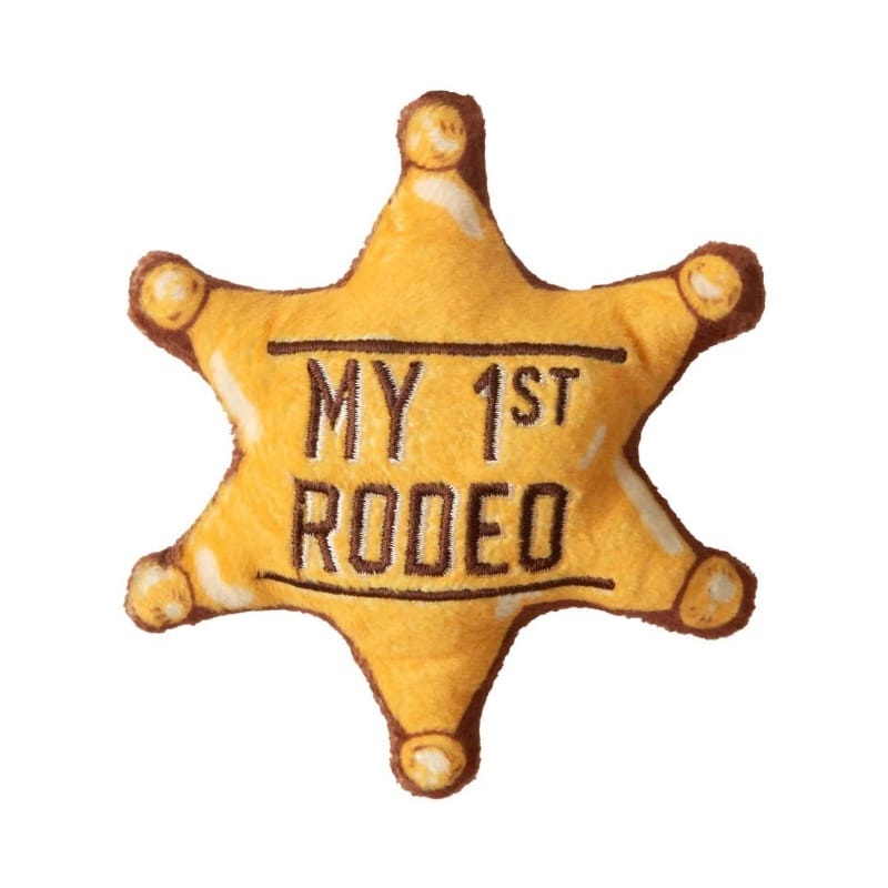 SnugArooz dog toys Baby 1st Rodeo Star Badge Yellow Crinkle Plush Squeak Dog Toy