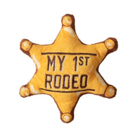 SnugArooz dog toys Baby 1st Rodeo Star Badge Yellow Crinkle Plush Squeak Dog Toy