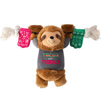 Tacos & Tequila Fiesta Sloth Plush Squeaky Rope Dog Toy