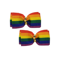 Barker's Bowtique Hair Bows Rainbow Canine Hair Bows on French Clips - 2 bows per card
