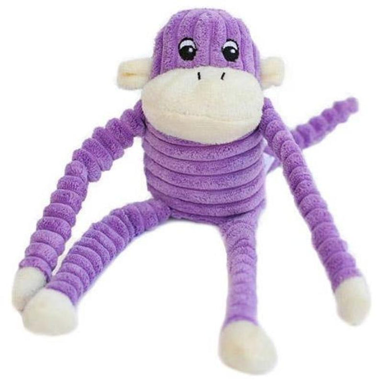 ZippyPaws dog toys Spencer Crinkle Monkey Purple Plush Squeak Dog Toy - Sm