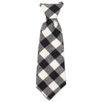 Black & White Check Buffalo Neck-Tie Pet Collar Attachment - 2 Sizes