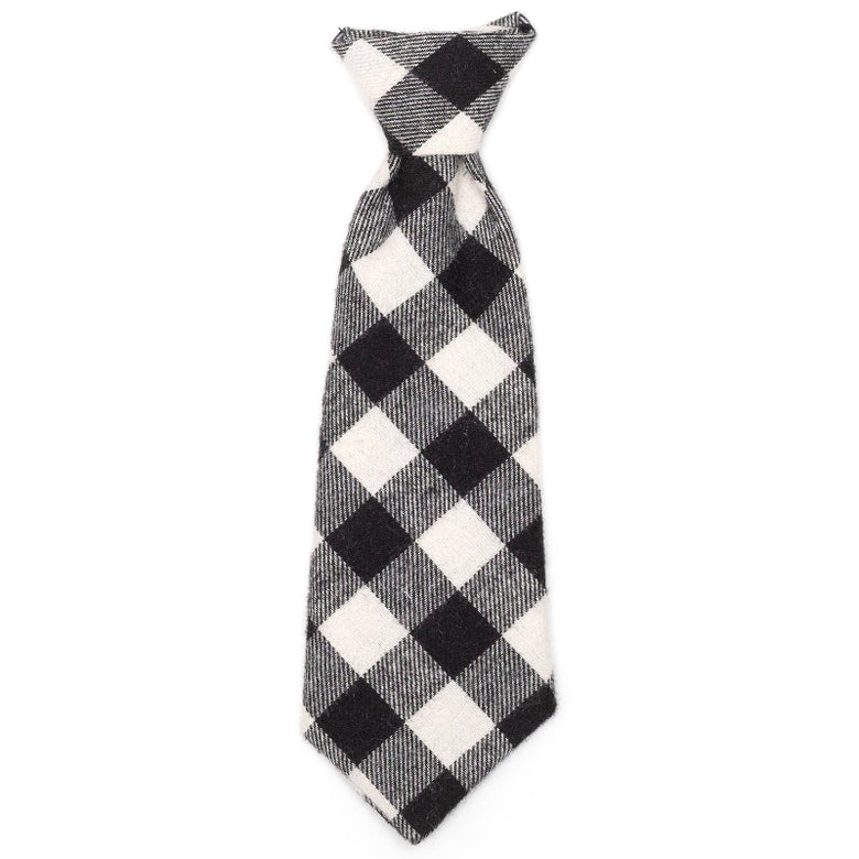 Black & White Check Buffalo Neck-Tie Pet Collar Attachment - 2 Sizes