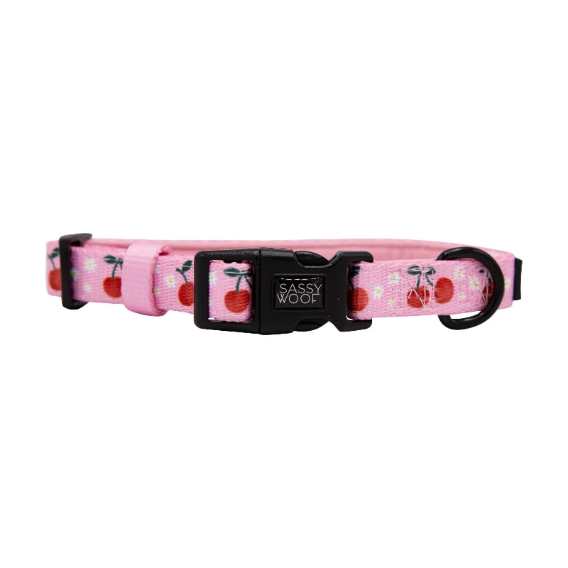 SASSY WOOF COLLARS SM Mon Cherry (Fruits) Pink Adjustable Dog Collar