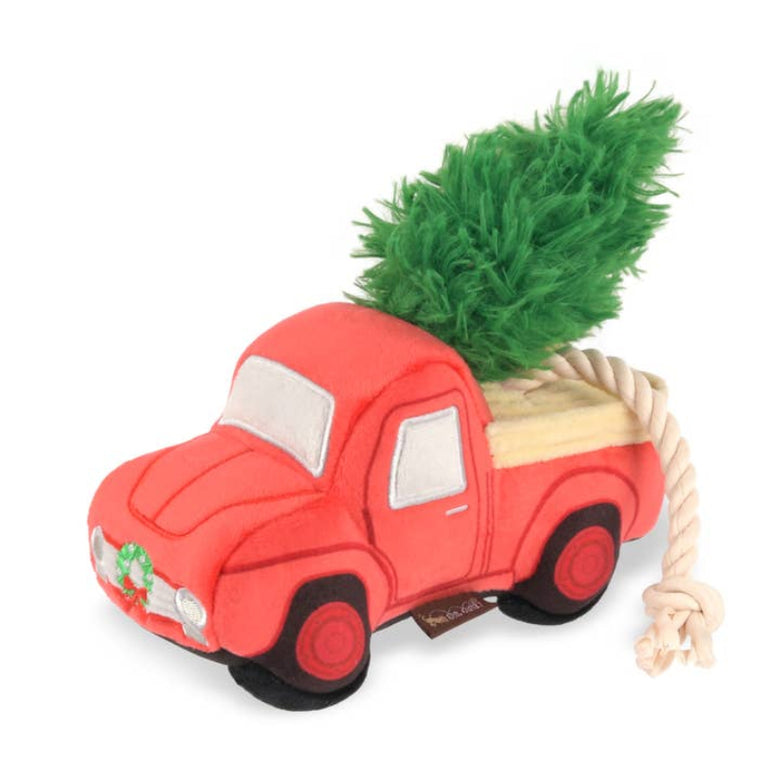Home for the Holidays Holiday Hauler Christmas Truck Plush Squeak Dog Toy