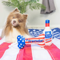 Red, White & Booze Patriotic Plush Squeaky Dog Toy Set - 2pk