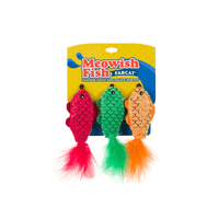 fabdog Cat Toys Meowish Fish Colorful Feather Cat Toy Set - 3 Pk