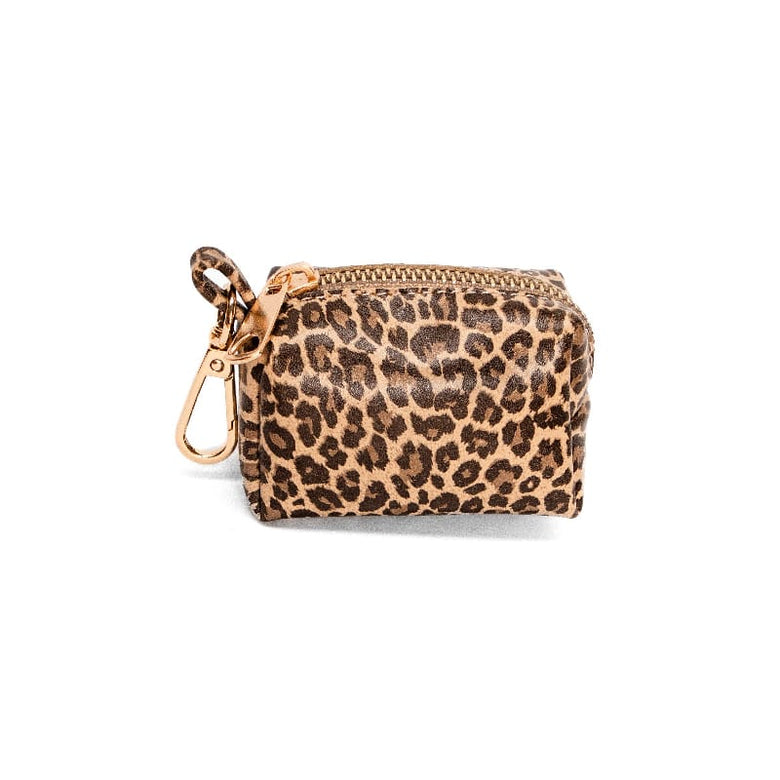 Neighborwoof Waste Bag Dispenser Leopard Print Handcrafted Leather Pet Waste Bag Case Dispenser