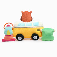 Hugsmart Products Inc Dog Toys Volkswagen Camper Van Hide and Seek Interactive Plush Squeaky Dog Toy Set - 4 Pc