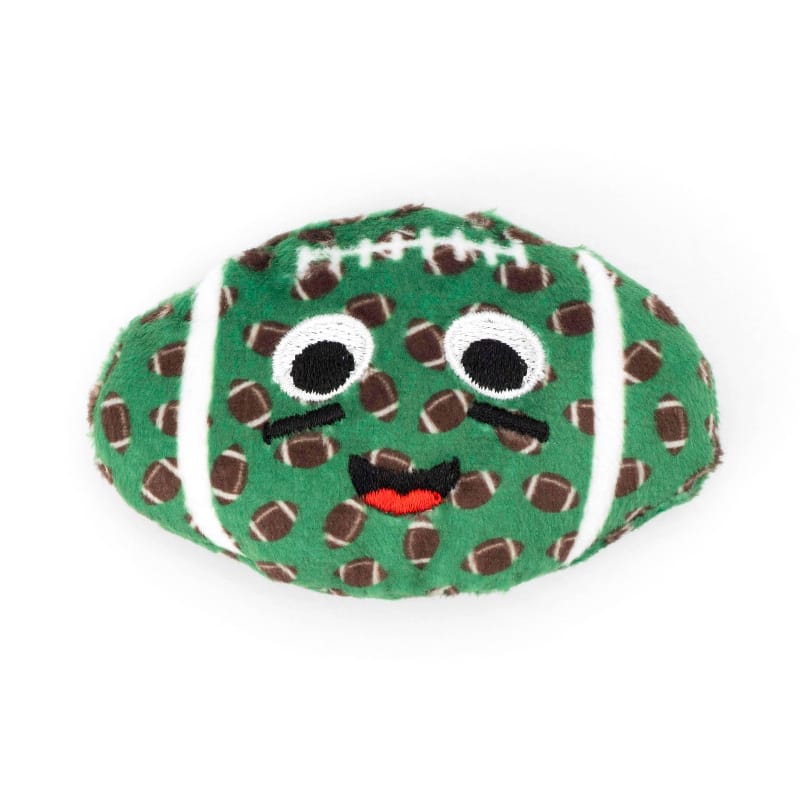 The Worthy Dog Cat Toys Football Smiles Green Plush Cat Toy