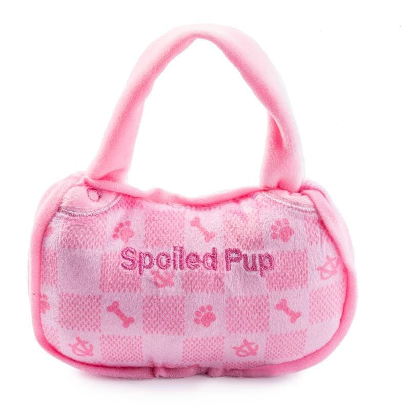 Haute Diggity Dog dog toys Pink Checker Chewy Handbag Plush Squeak Dog Toy - 2 Sizes