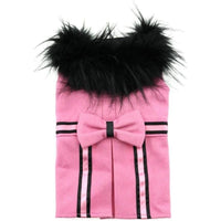 Doggie Design, Inc. Jackets-Coats XS Wool Blend Pink Faux Fur Collar Classic Dog Harness Coat with matching Leash