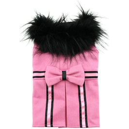 Doggie Design, Inc. Jackets-Coats XS Wool Blend Pink Faux Fur Collar Classic Dog Harness Coat with matching Leash