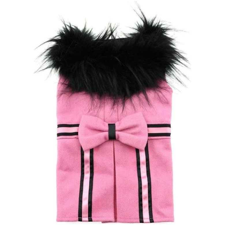 Doggie Design, Inc. Jackets-Coats XS Wool Blend Pink Faux Fur Collar Classic Dog Harness Coat with matching Leash