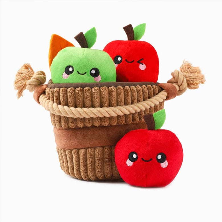 Hugsmart Products Inc dog toys Autumn Tailz Apple Basket Interactive Plush Dog Toy