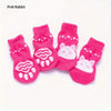 TM - ZOOUJM Pet Socks SM Cute Paw Hot Pink Non-Skid Bottom Warm Pet Socks - 4pc