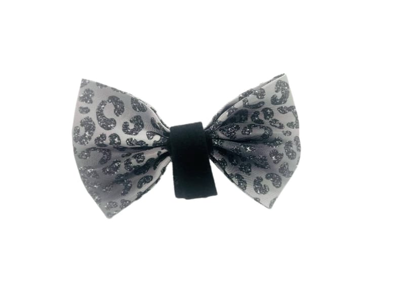 Mina + Pup Bow Tie You’re So Glam Leopard Silver Ombre Bow Tie Dog Collar Attachment