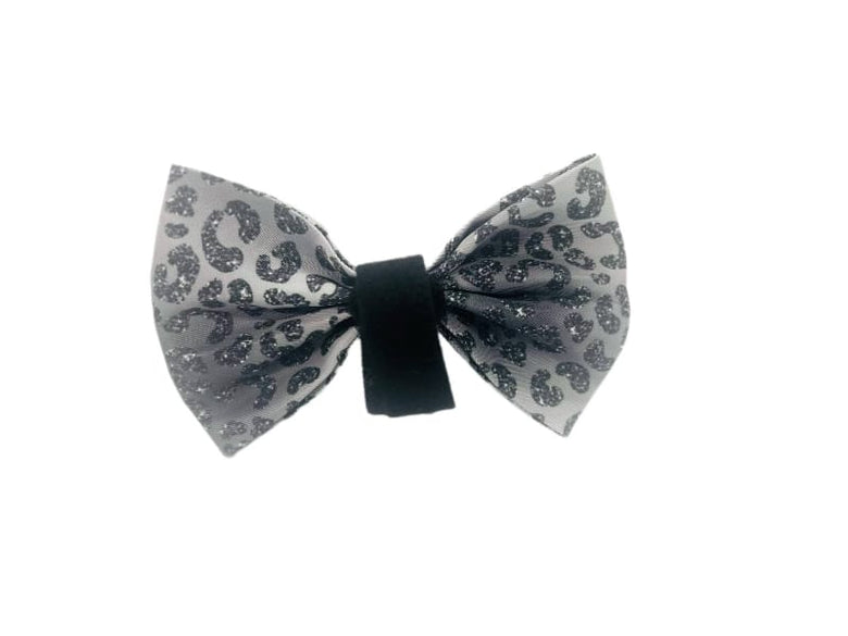 Mina + Pup Bow Tie You’re So Glam Leopard Silver Ombre Bow Tie Dog Collar Attachment