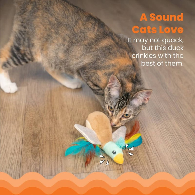 Catstages Cat Toys Flapperz Brown Duck Colorful Feathers Cat Toy