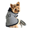 Doggie Design, Inc. Jackets-Coats Sherpa Lined Dog Harness Coat - Blk & Wht Houndstooth with Leash