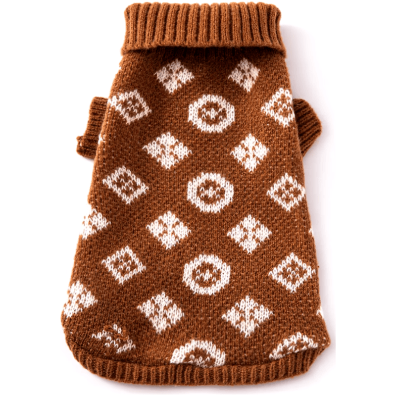 AE-DPSS-2 Sweaters Brown / SM Patterned Turtleneck Dog Sweater - in Brown or Grey