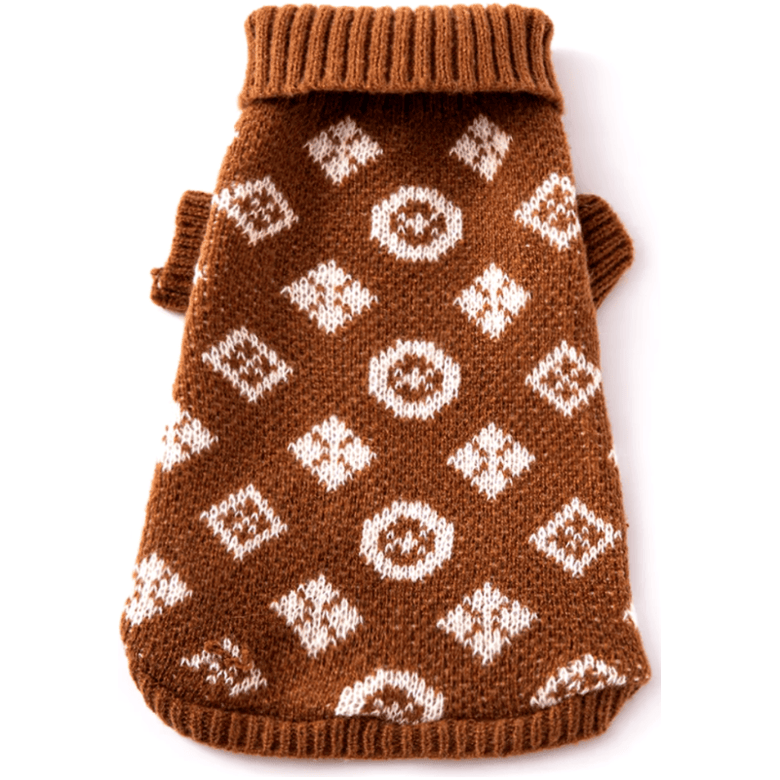 AE-DPSS-2 Sweaters Brown / SM Patterned Turtleneck Dog Sweater - in Brown or Grey