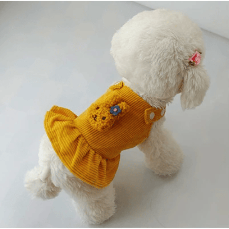 AE dog apparel Corduroy Easter Bunny Spring Dog Dress - Yellow or Pink