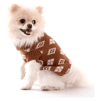 AE-DPSS-2 Sweaters Patterned Turtleneck Dog Sweater - in Brown or Grey