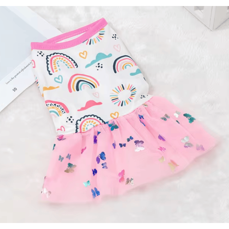 AE Dog Apparel S Butterfly Rainbow Tutu Dog Dress