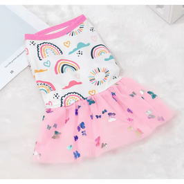 AE Dog Apparel S Butterfly Rainbow Tutu Dog Dress