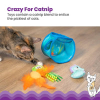 Catstages Cat Toys Hide & Seek Blue Fish Bowl Interactive Cat Toy Set - 3 Pc