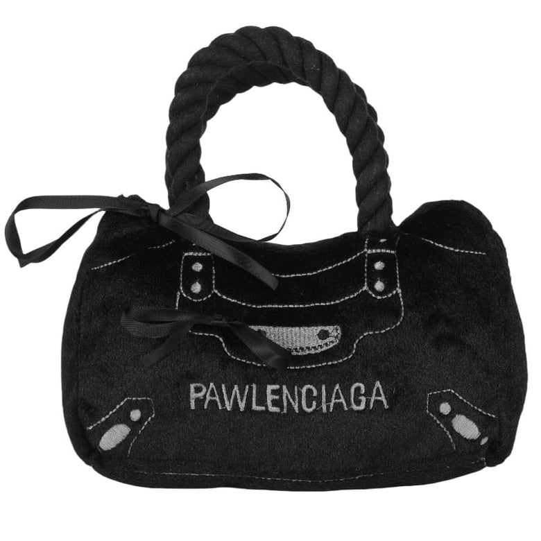 Chomp Haus Dog Toys Pawlenciaga Bag Plush Squeaky Black Dog Toy