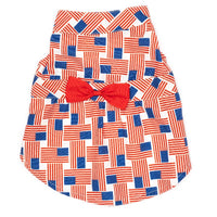 The Worthy Dog DRESSES XS Flag Patchwork Patriotic Red White Blue Dog Dress