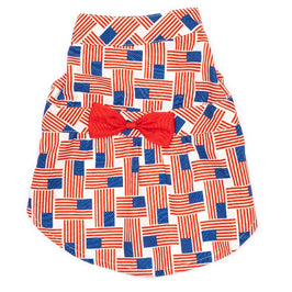The Worthy Dog DRESSES XS Flag Patchwork Patriotic Red White Blue Dog Dress