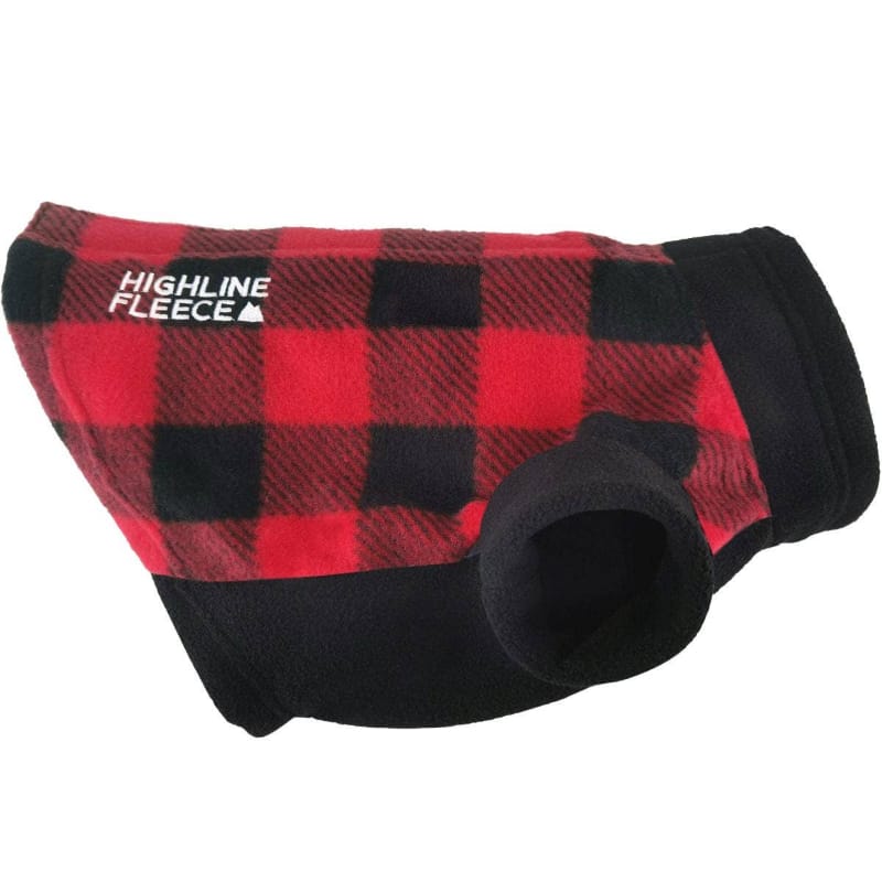 Doggie Design Jackets Sz8 Red and Black Plaid Highline Fleece Dog Coat