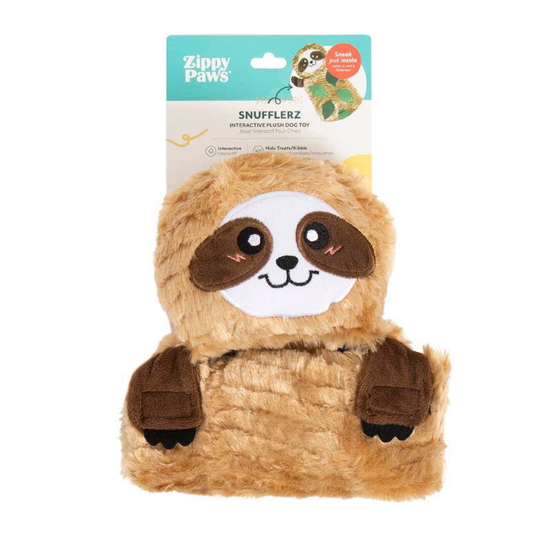 Snufflerz Blankets Sloth Interactive Plush Squeaky Dog Toy