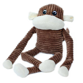 ZippyPaws dog toys Spencer Crinkle Monkey Brown Plush Squeaky Dog Toy - XL