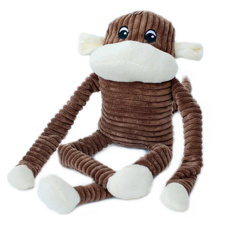 ZippyPaws dog toys Spencer Crinkle Monkey Brown Plush Squeaky Dog Toy - XL