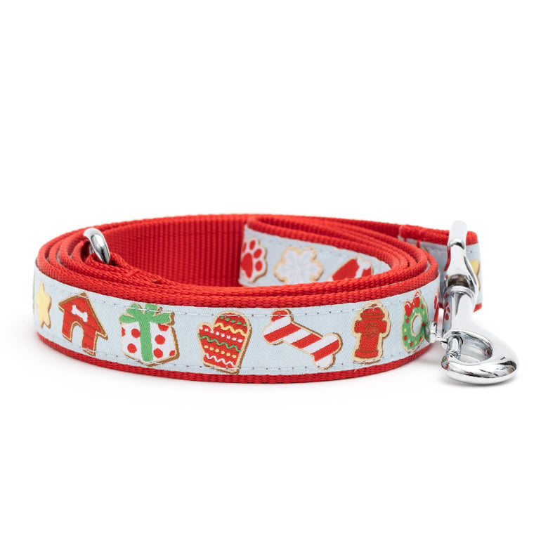 Christmas Holiday Cookies for Santa Paws Red / Blue Dog Leash - 2 Sizes