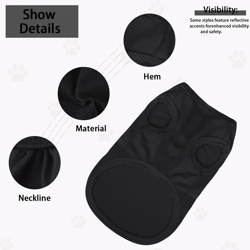TM - PAIAITE Dog Apparel Red Heart Paw Prints Black Dog Tee