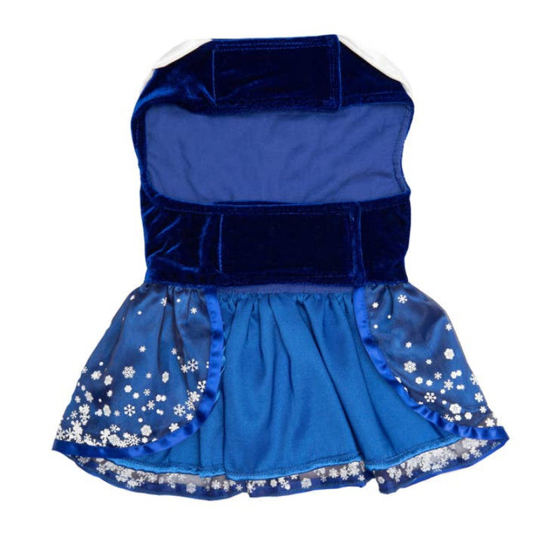 Holiday Snowflakes Winter Blue Christmas Dog Harness Dress with Matching Leash
