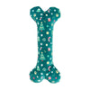 Holiday Jigglerz Green Christmas Patterned Bone Plush Squeaky Dog Toy