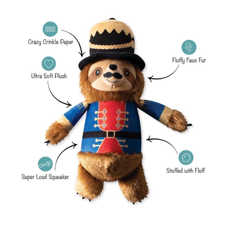 Pet Shop by Fringe Studio dog toys Holiday I Crush A Lot Sloth Plush Squeak Dog Toy