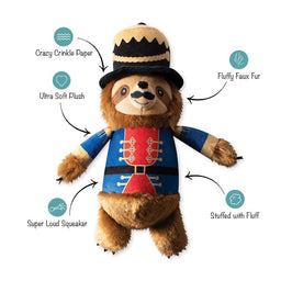 Pet Shop by Fringe Studio dog toys Holiday I Crush A Lot Sloth Plush Squeak Dog Toy
